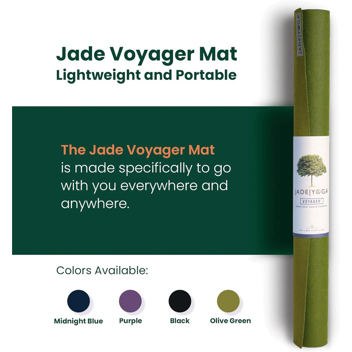 Килимок для йоги Jade Yoga Voyager, 1,6 мм оливково-зелений