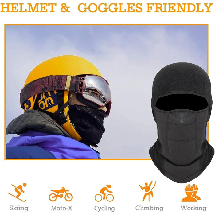 Маска Voofly Balaclava флісова вітрозахисна лижна One size