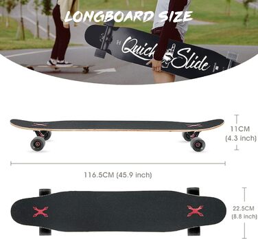 Скейтборд Opurtdor Longboard 118CM Pro, 8-шаровий, для початківців