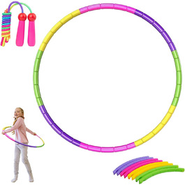 Набір скакалок ZCOINS Hula Hoop для дітей від 4 років, зібраний Hula Hoop Kids з 8 шт. , діаметр 70 см, регульована вага, Kids Hoola Hoop для фітнесу на свіжому повітрі, гімнастики