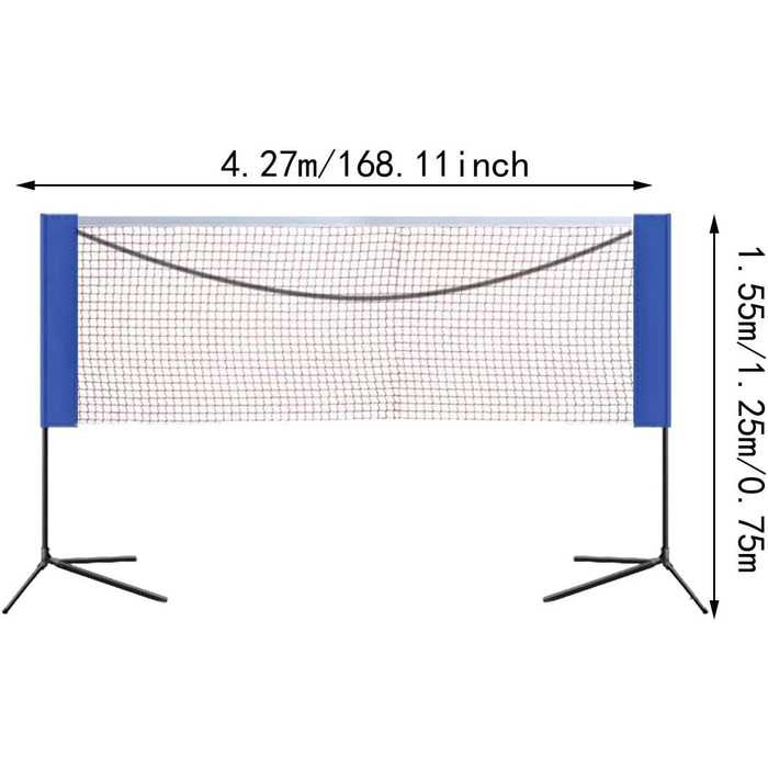 Набір сіток для бадмінтону Harilla, сітка для піклболу для бадмінтону, легке встановлення, практична волейбольна сітка, тенісна сітка для ігор на свіжому повітрі, задній двір (4.1 м)