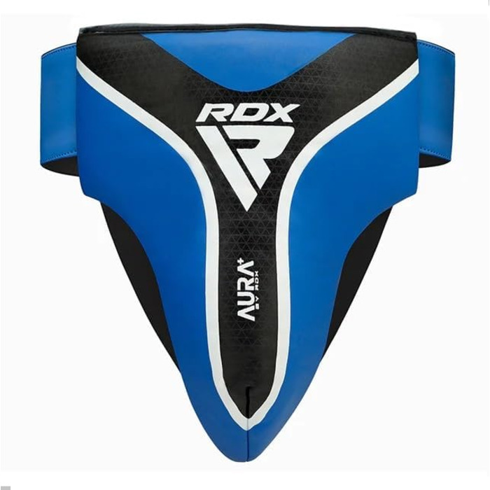 Тазовий захист RDX Aura Pus T17 для боксу, ММА, муай-тай, бойових мистецтв, Kaix Skin шкіра, EVA-піна, PVC-чаша, дихаючий, синій, XL