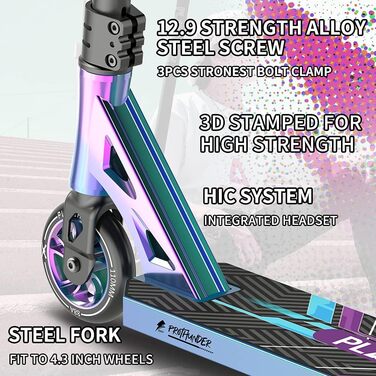 Самокат PLAYSHION Pro Stunt Scooter Freestyle Kick Scooter для дорослих і дітей з алюмінієвим сердечником 110 мм 31 дюйм / 36 дюймів висота чудовий / 31 дюйм