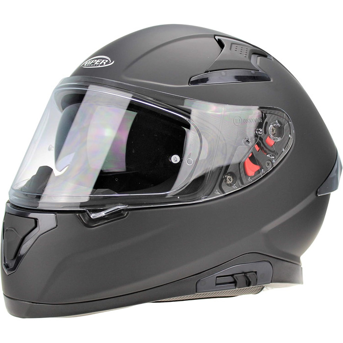 Мотоциклетний шолом ViPER RSV95 повнолицевий, сертифікований ECE ACU, з сонцезахисним візором, для чоловіків і жінок, матовий чорний, розмір L