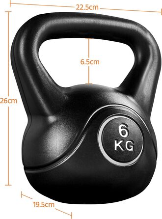 Гиря Yaheetech Kettlebell Sport з пластиковою обшивкою 6-20 кг Обважнювачі для махових гантелей Гантель для силових тренувань і кросових тренувань (6,0 кілограм)