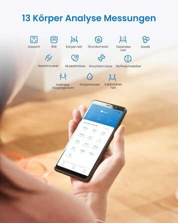 Розумні ваги RENPHO Elis Solar 2 з аналізом складу тіла, сонячним живленням, Wi-Fi та Bluetooth, 13 показників, сумісність з додатками для фітнесу та здоров'я