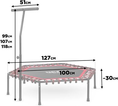 Батут Neo-Sport з ручкою, 127 см, до 100 кг, В приміщенні/На вулиці