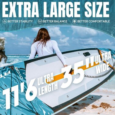 Надувна SUP-дошка ATPROSS 350x89x15 см, витримує до 200 кг, широка, для дорослих, з набором аксесуарів і рюкзаком, стійка, нековзка, для йоги, риболовлі та серфінгу