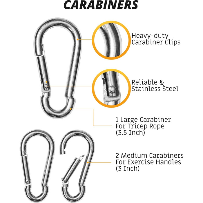 Кріплення троса 35, 2 ручки, 3 карабіни - Аксесуари для фітнесу