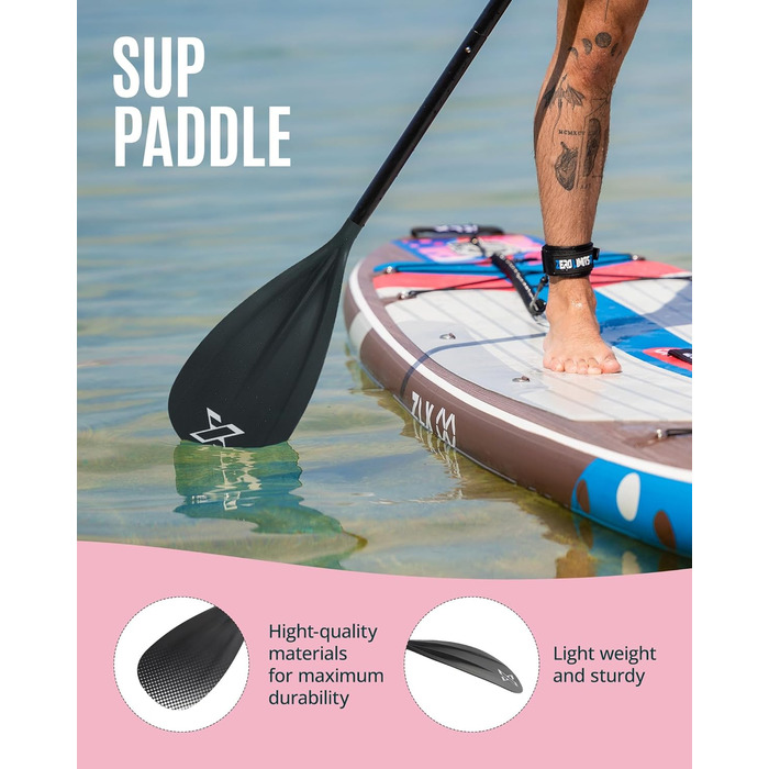 ZLX SUP весло для сапборду, регульоване, 3/4 частини, склопластикова лопать, червоне, подвійне