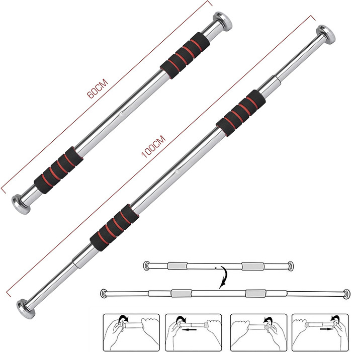 Регульована турніка, широка ручка, пінопластова штанга для підтягувань, міцний метал, штанга для домашніх фітнес-вправ, чорна і червона