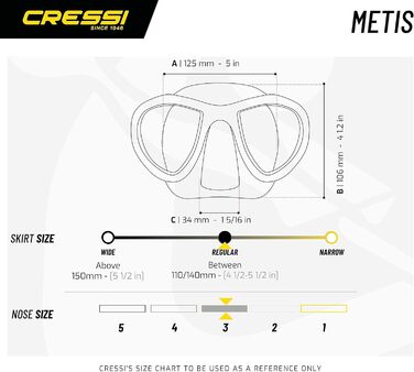 Маска Cressi Metis - апное, дайвінг, підводна зйомка, унісекс дорослі