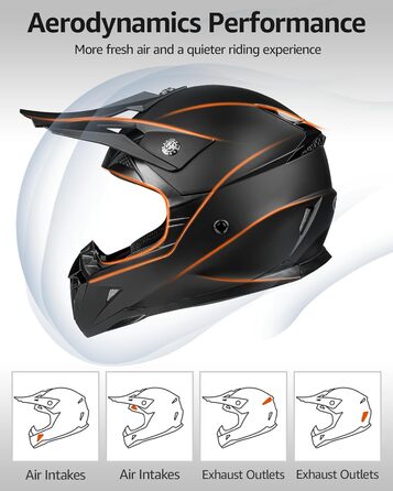 Мотокросовий шолом Yema YM-915 Fullface для ендуро, даунхілу, квадроцикла, MTB, BMX, сертифікат ECE, для дорослих чоловіків та жінок (M)