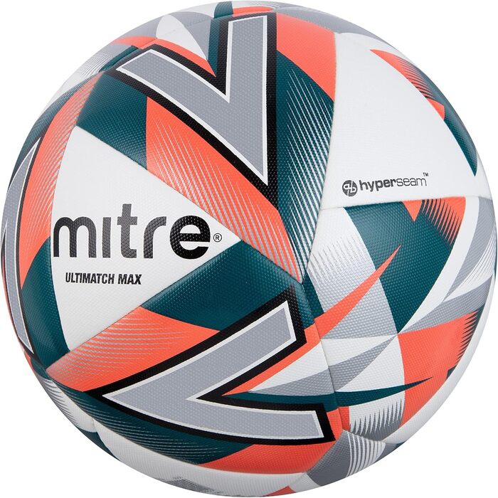 Футбольний м'яч Mitre Ultimatch, біло-оранжевий, розмір 4, покращений контроль і точність, підвищена зносостійкість