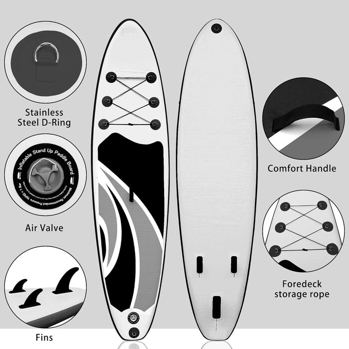 Надувна SUP-дошка SUDOO 10'/10.5'/11' x30/33'' x6'' ультралегка для дорослих і підлітків, з рюкзаком, насосом, веслом, страховкою, трійним кілем