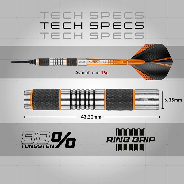 Дротики для дартсу Red Dragon Amberjack 1 Softip 18 г з оперенням та стрижнями, професійний набір
