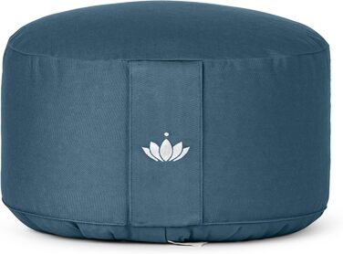 Подушка для медитації Lotuscrafts Yoga Cushion Extra High - Висота сидіння 20 см - Бавовняний чохол, який можна прати - Подушка для сидіння для йоги з наповнювачем зі спельти - Сертифікована GOTS (морська блакить)