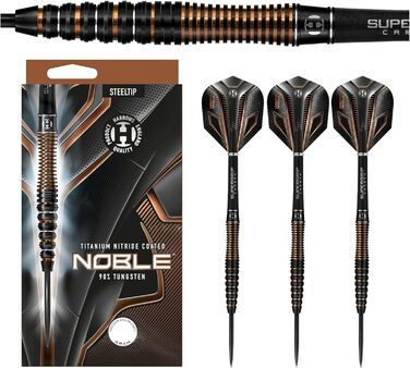 Набір Noble 90 Tungsten Black Darts, сталевий наконечник, 21-26г