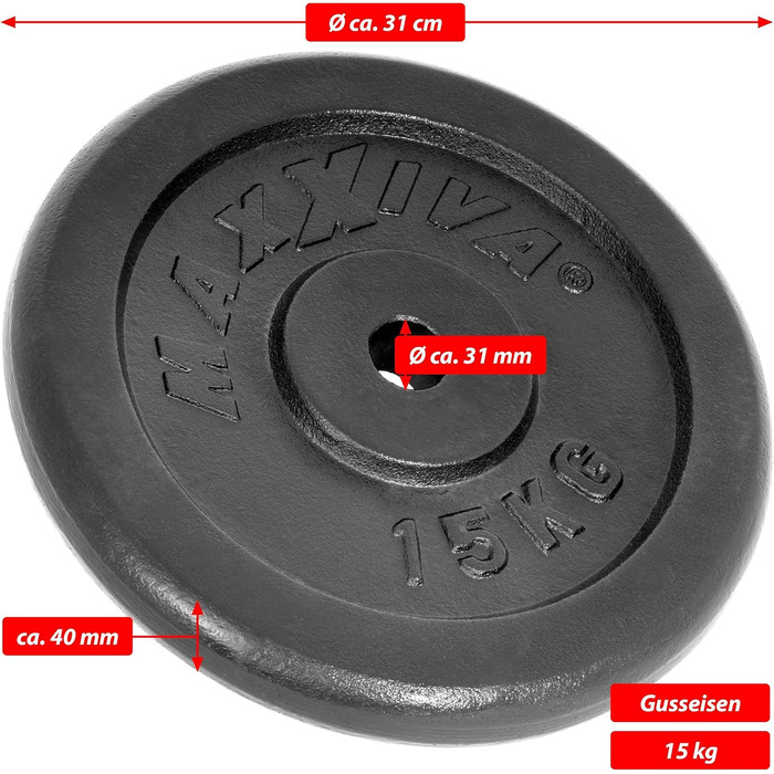 Набір пластин MAXXIVA 2x15 кг чавун чорний для фітнесу та тренувань