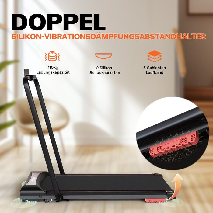 Бігова доріжка для дому, складана, 3-в-1 Walking Pad із регульованими підлокітниками, 5% нахилом, пультом ДУ, LED-дисплеєм для ходьби, бігу, роботи вдома
