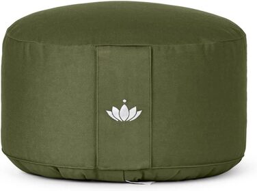 Подушка для медитації Lotuscrafts Yoga Cushion Extra High - Висота сидіння 20 см - Бавовняний чохол, який можна прати - Подушка для сидіння для йоги з наповнювачем зі спельти - Сертифіковано GOTS (олія зелена)