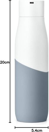 Пляшка LARQ Movement PureVis 710 мл — легка нержавіюча пляшка для води з UV-стерилізатором, самостійне очищення, неізольована, багаторазова, для подорожей, біла/камінь