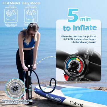 Надувна SUP-дошка 10’6 x 33” x 6” для дорослих з рюкзаком, насосом, нековзким килимком та чохлом для телефону, ультра-легка