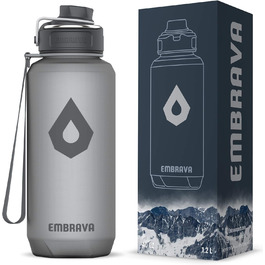 Пляшка для води Embrava 1.2 л з широким носиком і ручкою для перенесення, з міцного тритану без BPA/BPS, не протікає, для спорту, фітнесу, для чоловіків і жінок