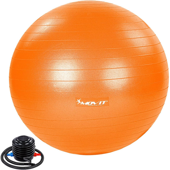 Гімнастичний м'яч MOVIT Dynamic Ball з насосом, 55-85 см, 7 кольорів, до 500 кг, антивибуховий, для фітнесу, йоги, пілатесу, балансу, сидіння