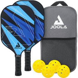 Набір JOOLA Pickleball Blue Lightning Включає 2 ракетки, 4 м'ячі та сумку, ідеально підходить для рекреаційних гравців синій 7 шт. (Blue Lightning)