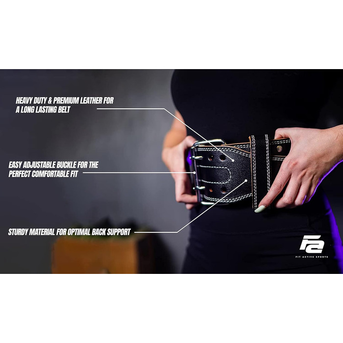 Пояс для важкої атлетики Fit Active Sports, шкіряний, для жінок і чоловіків, професійний, регульований, з пряжкою, для підтримки спини, преміум-якість