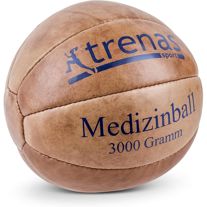 Медичний м'яч із шкіри trenas, 800 г–5 кг, оригінал, для спорту