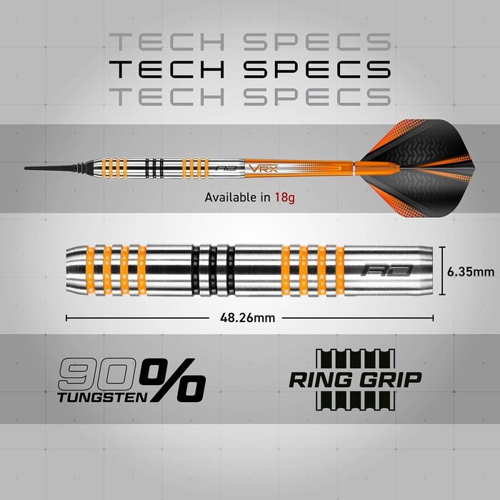 Професійні дротики Red Dragon Amberjack 3 Softip 18 г з оперенням та стрижнями для дартсу