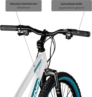 Мотоцикл Galano G600 MTB 26 дюймів для дорослих та підлітків від 145 см Гірський велосипед з амортизаційною вилкою Cross Bike 18 швидкісний перемикач білий/бірюзовий 33 см