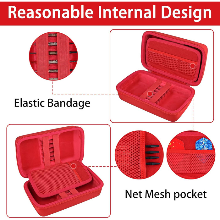 Футляр для дартсу co2CREA червоний, 20 дротиків, кишені для аксесуарів