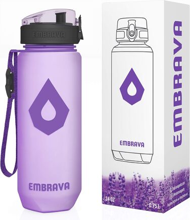 Спортивна пляшка Embrava з тайм-маркерами, 680 мл, BPA/BPS-free, для фітнесу та туризму, з кнопкою відкриття, герметична