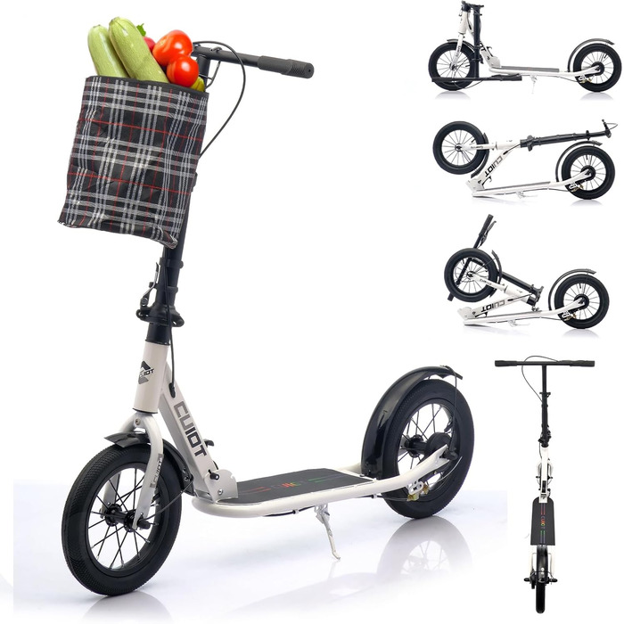 Самокат GHBXJX BigWheel 290 мм для дітей і дорослих, міський складаний трюковий самокат з ручним гальмом, 4 рівні регулювання висоти, великі XXL колеса, для хлопчиків і дівчаток
