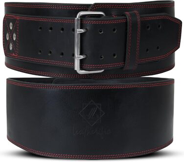 Шкіряний пояс для важкої атлетики Leatherific, 8 мм, 10,2 см, сталевою пряжкою, для бодібілдингу, кроссфіту, силових тренувань, з підтримкою попереку