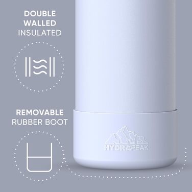 Гідрофляга Hydrapeak ізольована спортивна з трубочкою або кришкою-стаканом, не протікає, зберігає напої холодними до 24 годин, гарячими до 12 годин, преміум-нержавіюча сталь, 907 г, Alpine