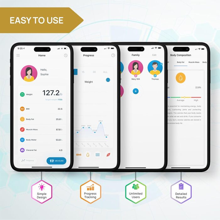 Цифрова вага INEVIFIT для людей, висока точність, до 180 кг, чорна, велика платформа 30x30 см