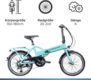 Велосипед складаний 6-швидкісний Pedelec, 101 E-Bike 20 (світло-зелений)