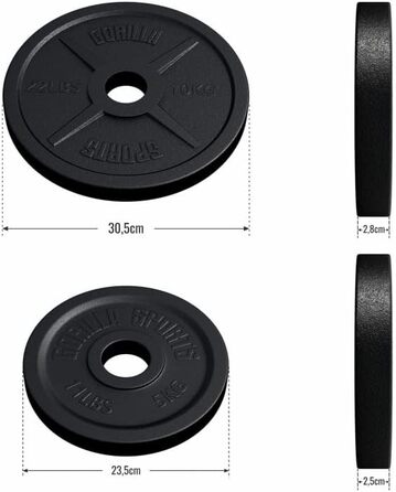 Пластини GORILLA SPORTS Olympia 1,25-30кг, 50мм, чавунні, одинарні/комплект