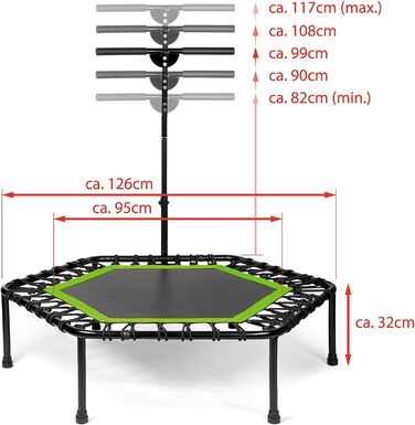 Батут для дорослих SP-T-111F-R Fitness приблизно 111 x 124 x 90 - 115 см (ДxШxВ) Зелений