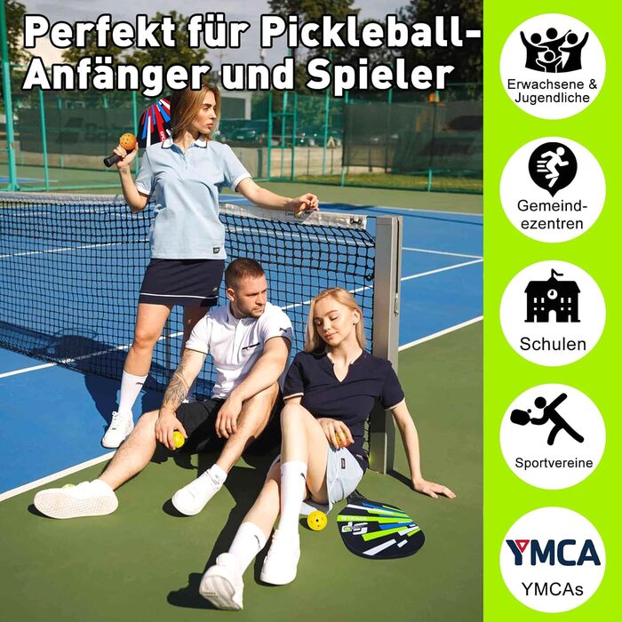 Набір GoPickleball Pickleball 4 дерев'яні весла, 4 м'ячі, сумка, чорна