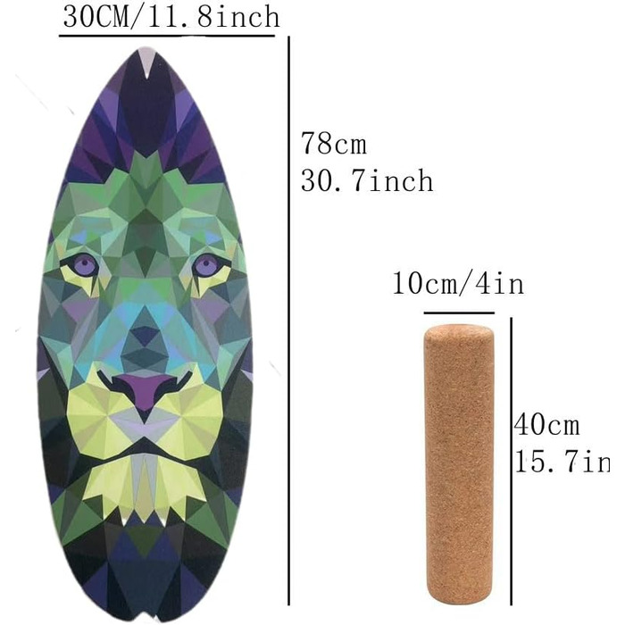 Балансборд для дому Balance Board Surf Style з роликом для тренування балансу, стабільності та зміцнення м'язів кора, спортивний тренажер для серфінгу та фітнесу (Лев)