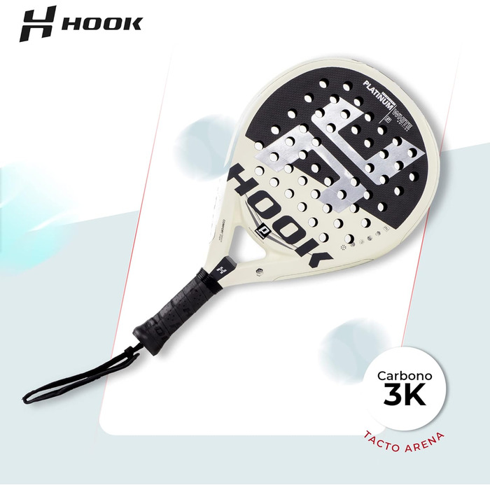 Ракетка Hook Platinum White унісекс Padel, 355/365 г, карбон, контроль