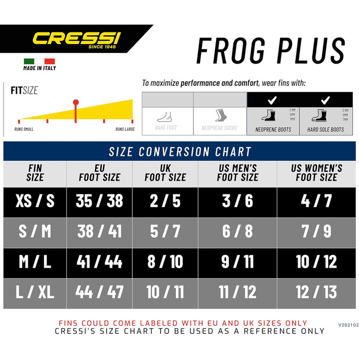 Ласти для дайвінгу Cressi Frog Plus дорослі (XS/S - 36/39, чорний/білий)