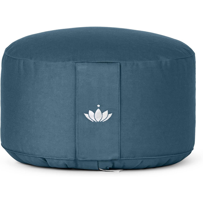 Подушка для медитації Lotuscrafts Yoga Cushion Extra High - Висота сидіння 20 см - Бавовняний чохол, який можна прати - Подушка для сидіння для йоги з наповнювачем зі спельти - Сертифікована GOTS (морська блакить)