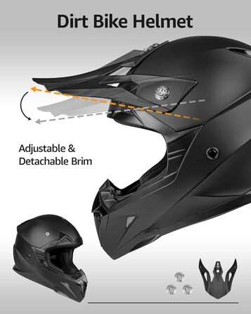 Мотокросовий шолом Yema YM-915 Fullface для ендуро, даунхілу, квадроцикла, MTB, BMX, сертифікат ECE, для дорослих чоловіків та жінок (M)