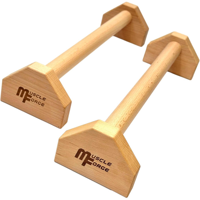 Паралетки MuscleForge Wood 50см, наддовгі ручки для гімнастики